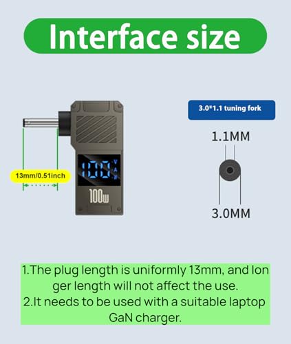 USB C to DC Adapter Cable, 3.0 * 1.1mm for Acer&Samsung | GaN Charger Adapter, Travel plug adapter, Compatible with Acer&Samsung Laptops - size: 3.0 * 1.1mm Acer&Samsung