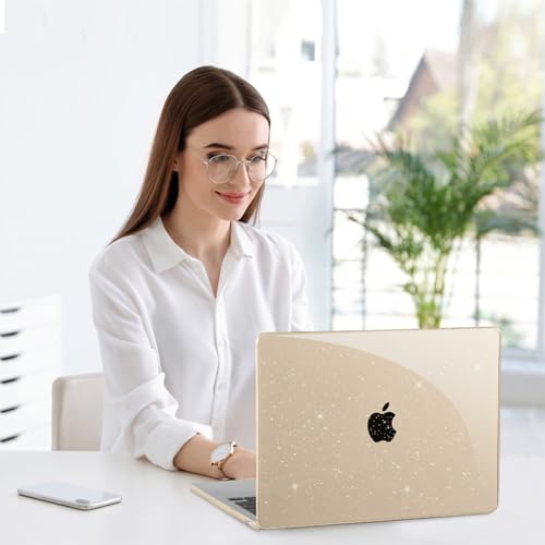 EooCoo Case for MacBook Air 15 inch M5 M4 M3 M2 2026-2023,Sparkly Starlight | Easy to Install, Sturdy, Plastic Hard Shell Case & Keyboard Cover & Screen Protector, Model: A3448 A3241 A3114 A2941 - color: Sparkly Starlight