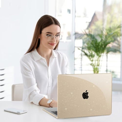 EooCoo Case for MacBook Air 15 inch M5 M4 M3 M2 2026-2023,Sparkly Starlight | Easy to Install, Sturdy, Plastic Hard Shell Case & Keyboard Cover & Screen Protector, Model: A3448 A3241 A3114 A2941 - color: Sparkly Starlight