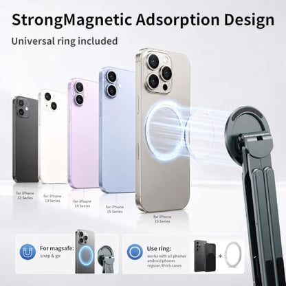 Portable Laptop Stand, 3-in-1 Magnetic Foldable Adjustable, for Desk（Gray） | Aluminum alloy, lightweight compact, 8-level height, ergonomic, for phone/tablet, home office/travel - color: E05-Silver