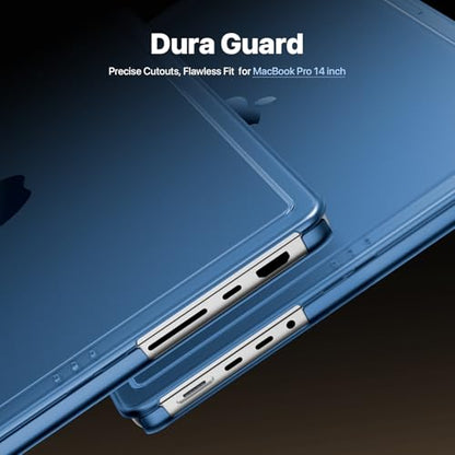 Macaset for MacBook Pro 14 inch Case M5 M4 M3 M2 M1 2026-2021 Laptop Cover | Anti Crack, Clear Blue Matte, Fingerprint & Scratch Resistant, Protective Laptop Hard Shell, Close Seamless, Ultra Thin Fit - color: Midnight Blue Clear