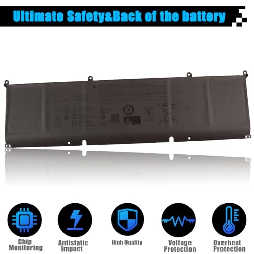 90Wh P0FWH Laptop Battery Replacement for Dell Alienware m16 R2 Inspiron 16 Plus 7640 Inspiron 16 7640 2-in-1 Series POFWH 0M9DG0 HGJCY 11.7V 7692mAh 6-Cell - size: 10.83*3.73*0.30 inch P0FWH