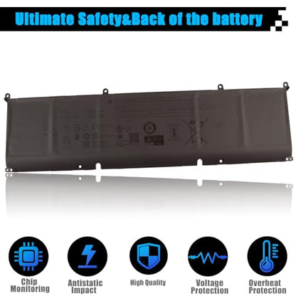 90Wh P0FWH Laptop Battery Replacement for Dell Alienware m16 R2 Inspiron 16 Plus 7640 Inspiron 16 7640 2-in-1 Series POFWH 0M9DG0 HGJCY 11.7V 7692mAh 6-Cell - size: 10.83*3.73*0.30 inch P0FWH