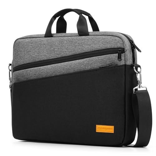 bagasin 15 15.6 16 inch Laptop Computer PC Shoulder Bag Carrying Case | Water-Repellent Fabric Briefcase, Lightweight Toploader, Business Casual or School - color: Grey, size: 15-16