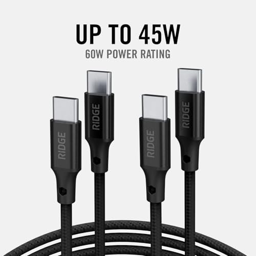 Ridge 45W Wall Charger Set, Dual USB-C Ports, Laptop-Grade Power with Complete Cable Kit Included - Matte Black - color: Matte Black