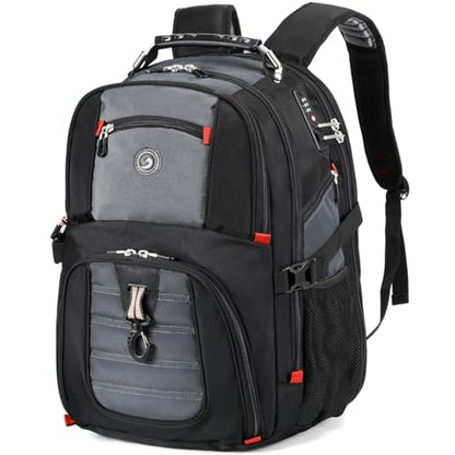 SHRRADOO Extra Large Travel Laptop Backpack for Men, Work College Backpacks | Fit 17 Inch Laptops, with Combination Lock, Carry On Flight Approved, 50L Big Bags, Business Backpack ,High Schoolbag - color: Grey