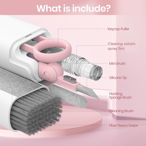 MacBook iPad iPhone Pro Screen Cleaner and Keyboard Tool - AirPod Cleaner - Computer Cleaning Kit (Pink) - color: Pink