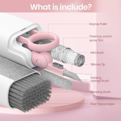 MacBook iPad iPhone Pro Screen Cleaner and Keyboard Tool - AirPod Cleaner - Computer Cleaning Kit (Pink) - color: Pink