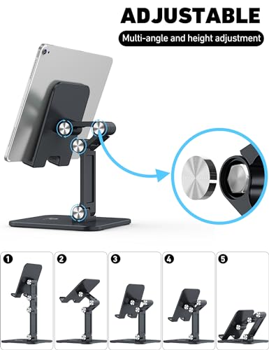 OCYCLONE iPad Stand for Desk - Adjustable Foldable Tablet Stand Holder for iPad Accessories Display Stand PC Office Accessories, Black
