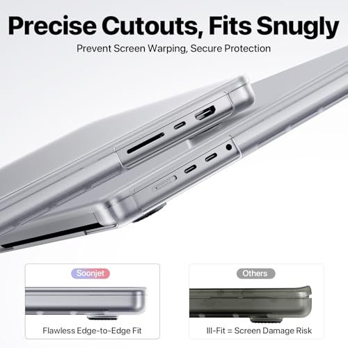 Soonjet Matte Case for MacBook Pro 14 inch M5 M4 M3 M2 M1 2026-2021 Laptop | Anti Cracking, Color Match, Frost Clear, Protective Hard Shell Cover, Fingerprint & Scratch Resistant, Ultra Thin, Snap on - color: Frosted Clear
