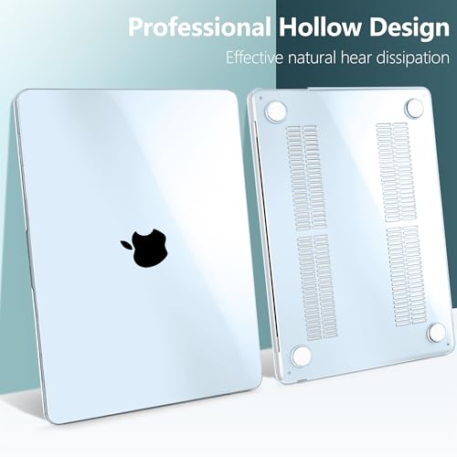 TWOLSKOO Compatible with MacBook Air 13 inch Case M5 2026 M4 2025 M3 M2 2024-2022 A3449 A3240 A3113 A2681, Plastic Hard Shell & Keyboard Cover & Screen Film for MacBook Air 13.6 inch, Crystal Sky Blue - color: Crystal Sky Blue