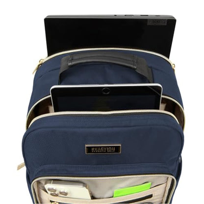 Kenneth Cole REACTION Chelsea 2-Piece Bundle - 17" 4-Wheel Spinner Underseat Carry-On Luggage & Matching 15" Laptop Backpack, Navy - color: Navy, size: 2-Piece Bundle (Underseater + Backpack)