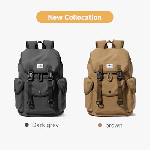 Waterproof Ultralight Nylon Rucksack, Flip Top Backpack with Drawstring Closure, 16in Laptop Slot, Ergonomic Daypack for Outdoor Hiking, Camping & Urban Daily Commute Unisex Versatile Pack for Travel - color: Up-grey