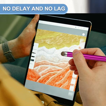 PATIKIL 2 Pcs Screen Capacitive Pen with Spring Rope Fixing Dock High Sensitivity for Mobile Phone Car Navigation GPS POS Tablet Laptop, Rose Red - color: Rose Red