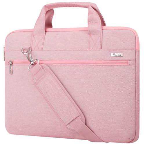 Voova Laptop Bag 13-14 Inch, 360° Protective Laptop Case Sleeve with Shoulder Strap Compatible with Macbook Air 13, MacBook Pro 13/14, Waterproof Computer Bag Slim Briefcase for Men Women, Pink - color: Pink, size: 13-13.5 Inch
