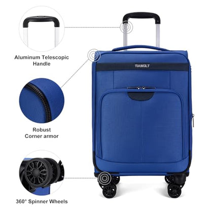 Carry On Luggage 22x14x9 Airline Approved with Wheels Softside Expandable Luggage Suitcase with TSA Lock-Blue - color: Blue, size: Carry-on 20 inch