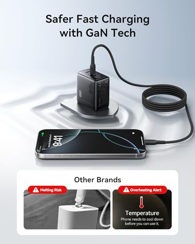 INIU 65W USB C Charger Block, 3-Port GaN Fast Charging Adapter with 100W Cable & Advanced Protection, Foldable Travel Charger for iPhone 17 16 15 Pro Max, iPad, Samsung S26 S25 Ultra, Pixel eReaders