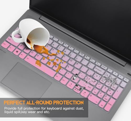 CaseBuy Keyboard Cover for Lenovo Yoga 7 7i 15.6 16,Ideapad 1 1i 15.6", V15 G4 (2024), G3, G2, Ideapad Flex 5 5i 15.6, 16, ideaPad 3 3i 5 5i 15.6 2026-2023, ThinkBook 15 G2 G3 15p - Ombre Pink - color: Ombre Pink