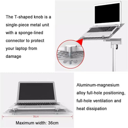 Arm Mount for Desk,Monitor/Laptop Stand,Full Motion Articulating Notebook Tray,w/Vented Cooling Platform,Holds Up to 8kg,for Office
