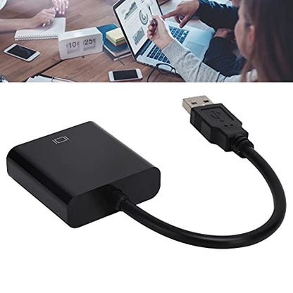 Zopsc USB 3.0 to VGA Adapter Cable, 5Gbps, HD 1080P, 15Pin Female, Multi Display Support, No External Power Supply, for PC, Laptops, Desktops, Black - color: Black