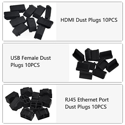 WMYCONGCONG 30 PCS USB Port Cover Silicone Anti Dust Protection Caps Dust Plug for USB A, HDMI, RJ45 Ethernet Hub Port