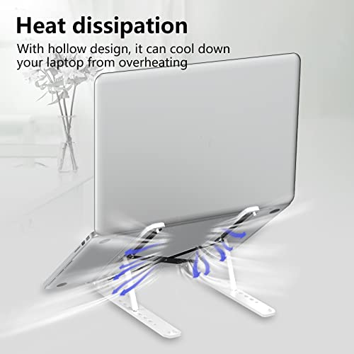 Tonmom Laptop Stand for Desk, Adjustable Laptop Riser, White | ABS+Silicone Foldable Portable Notebook Holder, Ventilated Cooling Notebook Mount Computer Stand for 10-15.6” Laptops,Tablets - color: White