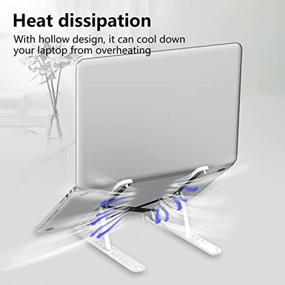 Tonmom Laptop Stand for Desk, Adjustable Laptop Riser, White | ABS+Silicone Foldable Portable Notebook Holder, Ventilated Cooling Notebook Mount Computer Stand for 10-15.6” Laptops,Tablets - color: White