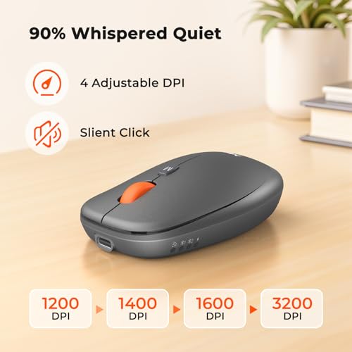 MEETION Multi-Device Bluetooth Keyboard and Mouse Combo, Slim, Silent | Slim rechargeable scissor-switch keyboard with 3200 DPI mouse. Works with Windows, Mac, PC and laptop