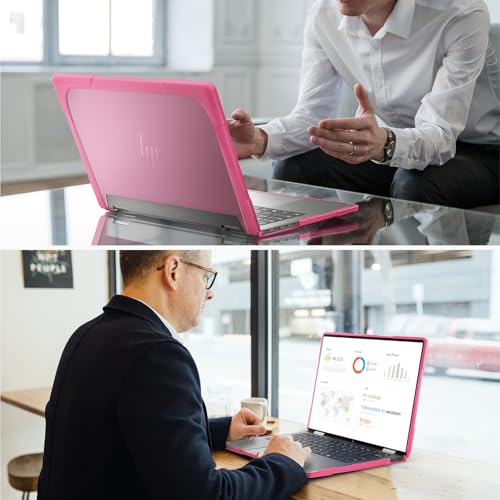 Batianda Protective Case for HP Envy x360 2-in-1 14 Inch 2024, Pink | Shockproof TPU Bumper with Matte Durable Hard Shell and 360° Flip Support, Fits 14-fc0000 and 14-fa0000 Series - color: Pink