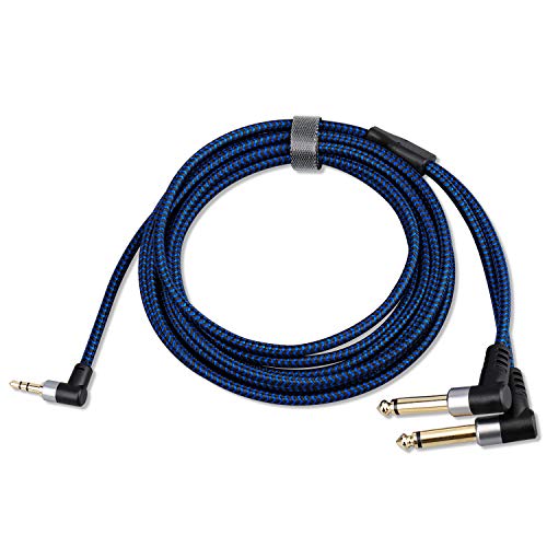 3.5mm TRS to Dual 6.35mm TS Stereo Breakout Cable 10 ft for Mixers - size: 10FT