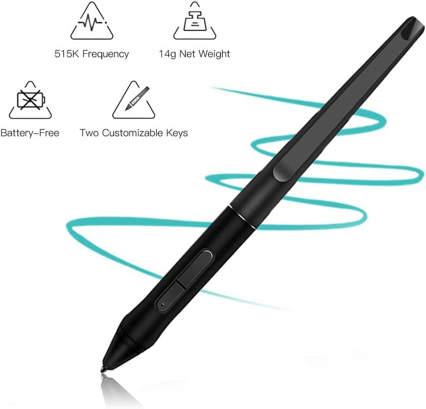 PW500 Battery-Free Stylus Pen for Huion KAMVAS Pro 22 Inspiroy Q11K V2 Q620M GT-221 GT2201 Graphic Tablet Drawing Digital Pen Touch Screen Active Laptop Stylus S-Pen