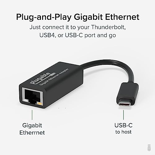 Plugable USB C to Ethernet Adapter, Fast and Reliable Thunderbolt or USB C to Gigabit Ethernet Adapter, Compatible with Windows, Mac, iPhone 15, ChromeOS, Dell XPS, Switch (Pack of 5) - size: Type-C (Pack of 5)