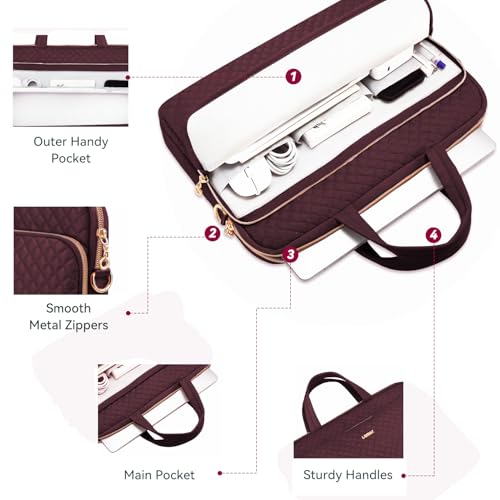 Laptop Case Bag Women Men Computer Sleeve Compatible with MacBook/Dell/HP/Acer/ASUS, Waterproof Shoulder Carrying Briefcase, Red, 15.6-16 Inch - color: Wine Red, size: 15.6 Inch