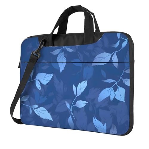 Laptop Bag for Women Men Portable Computer Carrying Case with Handle Strap Waterproof Shoulder Messenger Bag - color: Blue Leaves Boho, size: 15.6 Inch