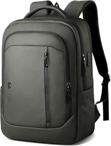 16-Inch Laptop Backpack for Men & Women, 25L Business Work Backpack | with USB Charging Port, Water Resistant Computer Bag with Anti-Theft Pocket for Travel Office Daily– Green - color: Green