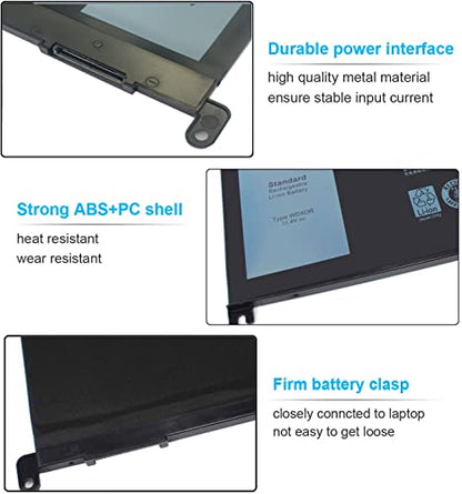 WDX0R Replacement Laptop Battery for Dell Inspiron 13 15 5000 7000 Series 5565 5570 7573 5379 5567 7378 5579 7560 7570 5568 7579 7375 5578 5378 Latitude 3340 3490 3590 3500 3390 Battery 11.4V 42Wh - size: WDX0R
