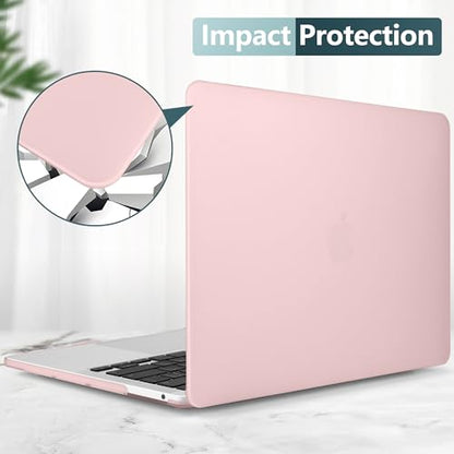 for MacBook Pro 13 inch Case 2023 2022 2021 2020 Release Model: A2338 M2/M1 A2289 A2251 with Touch Bar & Touch ID, Frosted Matte Plastic Hard Shell Case & Keyboard Cover, Solid Pink - color: Solid Pink