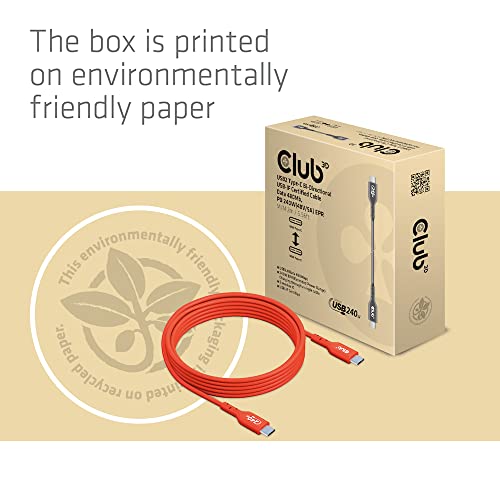 Club 3D CAC-1573 USB2 Type C to Type C Certified Bi-Directional Cable with 240W Charging, 480Mb Data Transmission EPR 2m - 6.56ft - size: 2m - 6.56ft