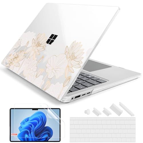 Batianda Artistic Case for Microsoft Surface Laptop 15 inch, Golden Lotus | Fits Surface Laptop for Business 8th Edition 2026 & Surface Laptop 7 2024, 4-in-1 Accessories Bundle, Slim Durable Hard Shell - color: Gold Lotus