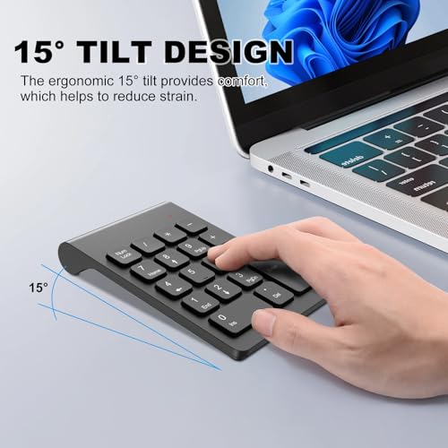 TRELC Wireless Numeric Keypad, Mini 2.4G 18 Keys Number Pad, Portable Silent Financial Accounting Numeric Keypad Keyboard Extensions with Wireless Mouse for Laptop, PC, Desktop, Notebook(Black) - color: Black