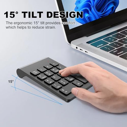 TRELC Wireless Numeric Keypad, Mini 2.4G 18 Keys Number Pad, Portable Silent Financial Accounting Numeric Keypad Keyboard Extensions with Wireless Mouse for Laptop, PC, Desktop, Notebook(Black) - color: Black