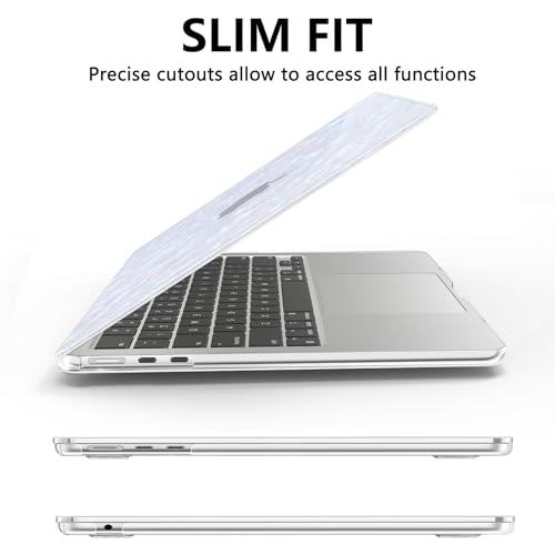 AKIT Compatible with MacBook Air 13 inch Case M5 2026 2025-2022 M4 M3 M2 A3449 A3240 A3113 A2681, Sparkle Pearly-Lustre Design Hard Shell Case&Screen Protector&Keyboard Cover, Shiny Pearl - color: Shiny Pearl