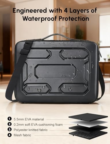 DOMISO 13.3 inch Laptop Sleeve Shoulder Bag Shockproof Waterproof Computer Bag EVA Protective Carrying Case Handbag for 13-13.3" Notebooks/13 MacBook Air/Pro Retina/Dell XPS 13/Samsung/HP, Black - size: 13.3 inch