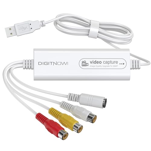 Video Capture, USB Video Capture Device, Convert VHS to Digital, VHS/VCR/Hi8/Mini DV to Digital/DVD Converter, for Tape Player Camcorder Camera PC TV OBS, for Mac OS, Android, Windows - color: white