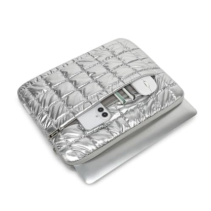 Canvas Life 360 Protective Plush Laptop Sleeve 14-14.4-inch Laptop Sleeve Bag Compatible with HP, Lenovo, Dell, ASUS, MacBook Pro 14-inch - Quilted Design(Silver, 14 inch / 14.0 inch) - color: Silver