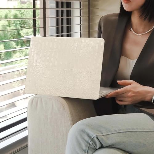 Crocodile Case for MacBook Air 13 inch 2026-2022 M5/M4/M3/M2 Logo Cutout | Model A3449 A3240 A3113 A2681, Texture Crocodile Aligator Skin Snakeskin PU Leather Hardshell Case & Keyboard Cover, Beige - color: ## Beige Crocodile