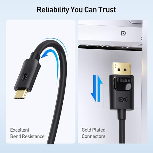 Cable Matters Unidirectional USB C to DisplayPort 1.4 Cable, 6ft | 8K@60Hz / 4K@240Hz, Not for Portable USB C Monitors, Thunderbolt 4 to DisplayPort Cable - size: 6 ft, style: 1-Pack