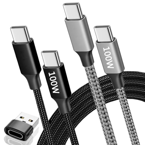 100W USB C to USB C Cable [2 Pack 3FT+6FT] Type C Charger Cord Fast Charging Nylon Braided C to C Cable Compatible with iPhone 16/15 Pro Max Plus iPad Pro MacBook Samsung Galaxy S25 S24 S23 Pixel