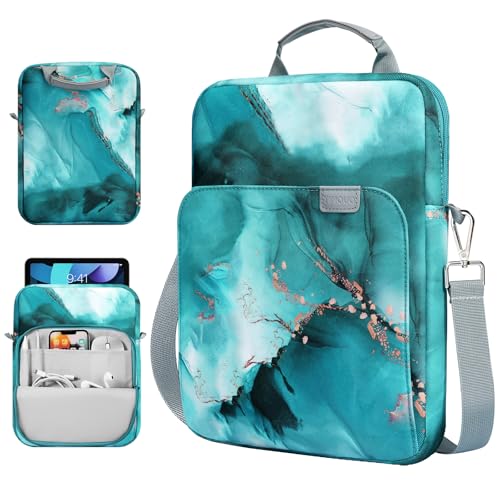 TiMOVO 9-11" Tablet Sleeve Bag Carrying Case with Strap, Cloud Peacock Blue | Fits iPad A16 11", Pad Air 11/5th & 4th 10.9", 10th Gen/10.2", Galaxy Tab A11 Plus, Multi-Pocket, Handle, Padded Protection - color: Ac-Cloud Peacock Blue, size: 9-11