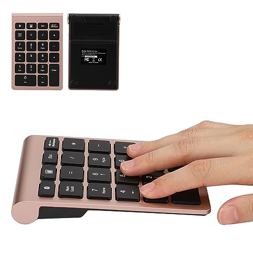Dioche 22 Keys USB Keypad Numeric, Numpad Mini Financial Accounting Rechargeable Keypad Numpad Number Pad Mini Keyboard for Laptop Desktop PC Notebook (Rose Gold)